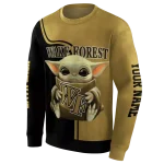 custom wake forest demon deacons baby yoda gold black hoodie best selling