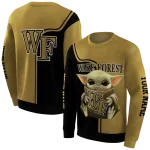 custom wake forest demon deacons baby yoda gold black hoodie best selling