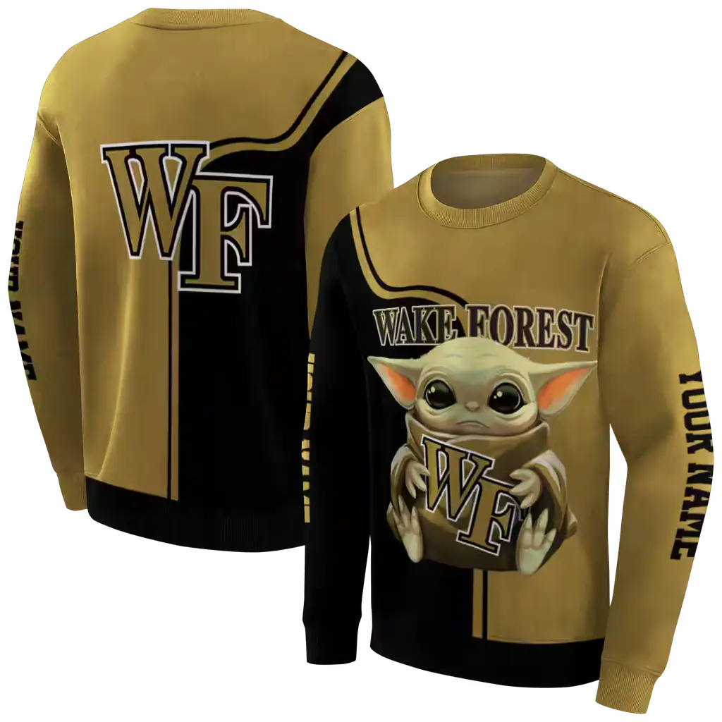 custom wake forest demon deacons baby yoda gold black hoodie premium grade custom wake forest demon deacons baby yoda gold black hoodie premium grade