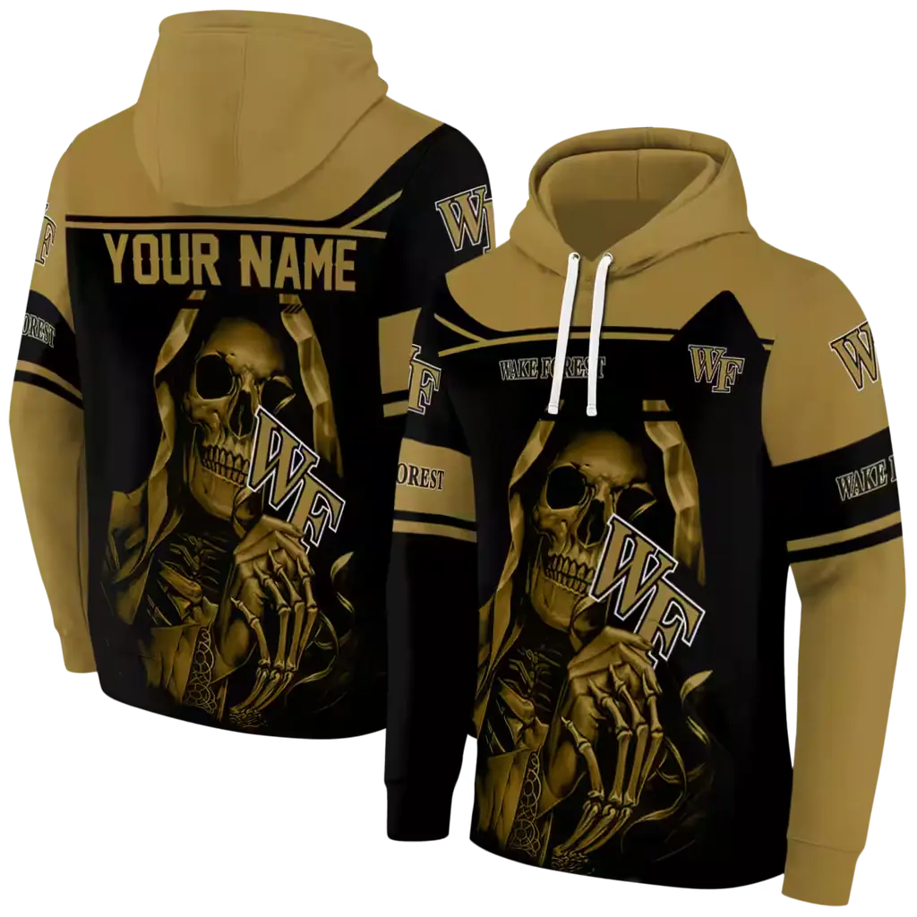 custom wake forest demon deacons grim reaper gold black hoodie fashion forward custom wake forest demon deacons grim reaper gold black hoodie fashion forward