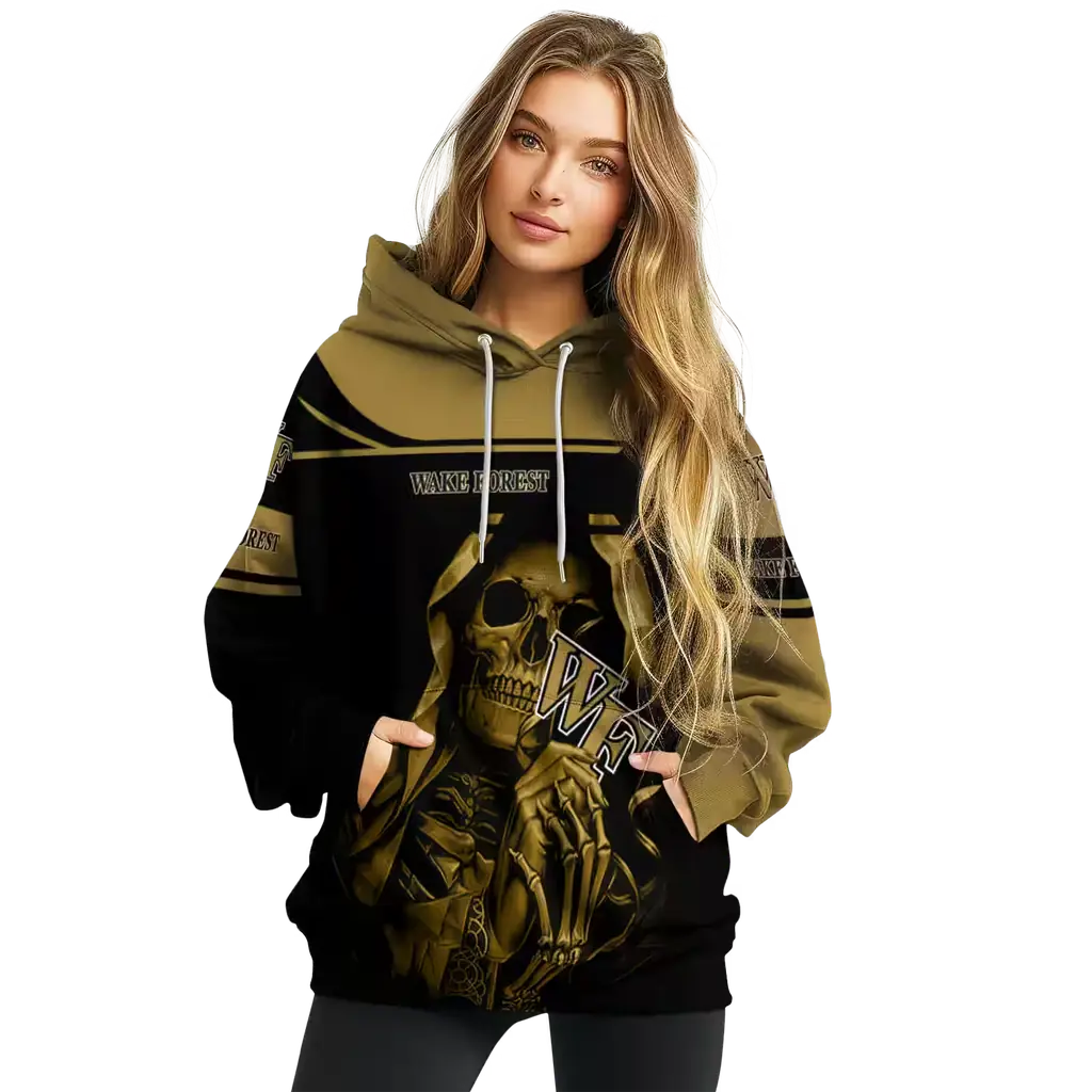 custom wake forest demon deacons grim reaper gold black hoodie high quality custom wake forest demon deacons grim reaper gold black hoodie high quality