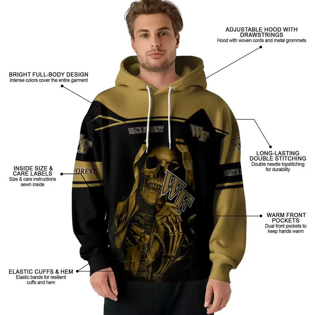 custom wake forest demon deacons grim reaper gold black hoodie latest model custom wake forest demon deacons grim reaper gold black hoodie latest model