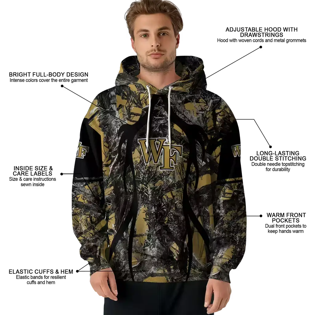custom wake forest demon deacons hunting theme gold black hoodie latest model custom wake forest demon deacons hunting theme gold black hoodie latest model