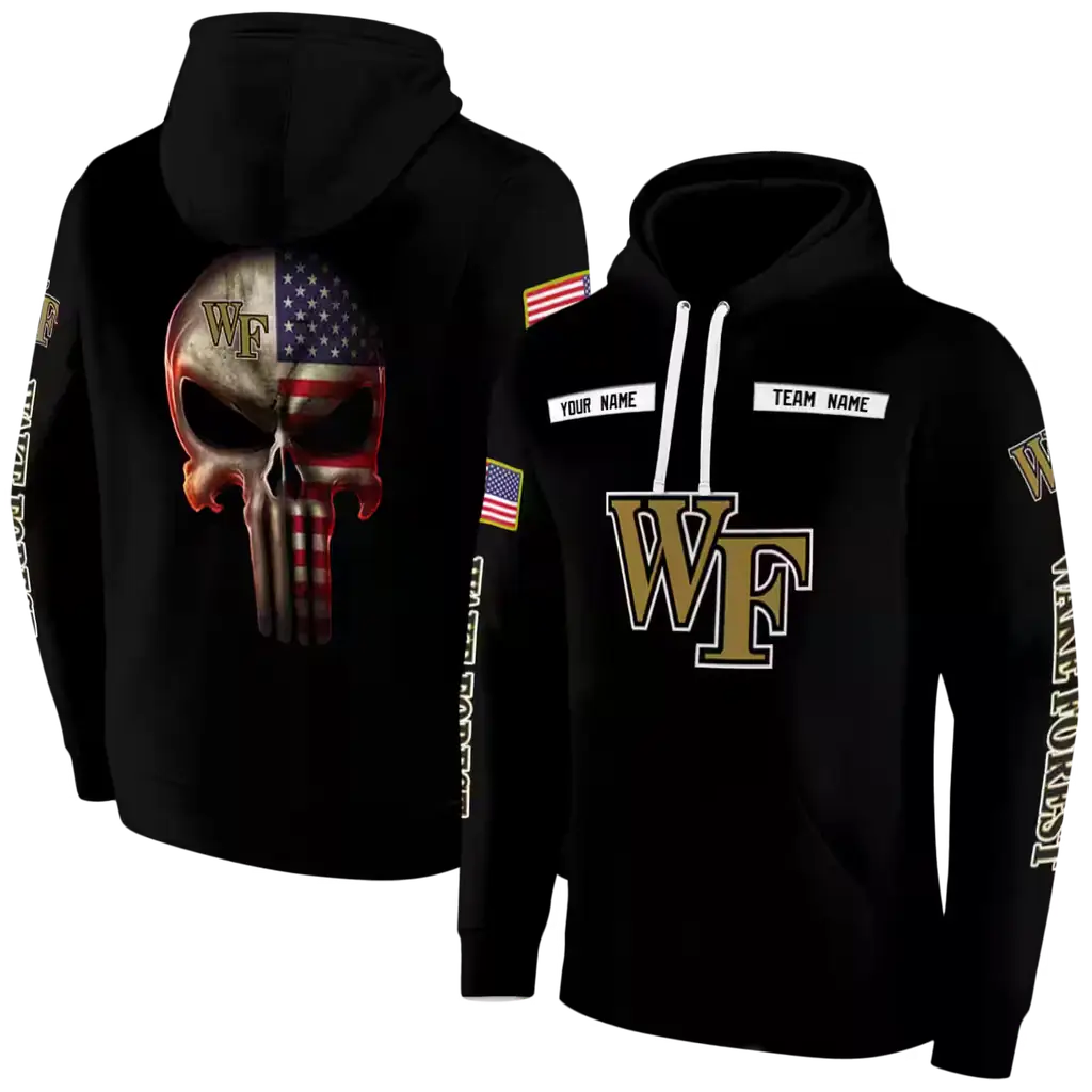 custom wake forest demon deacons punisher skull black hoodie fashion forward custom wake forest demon deacons punisher skull black hoodie fashion forward
