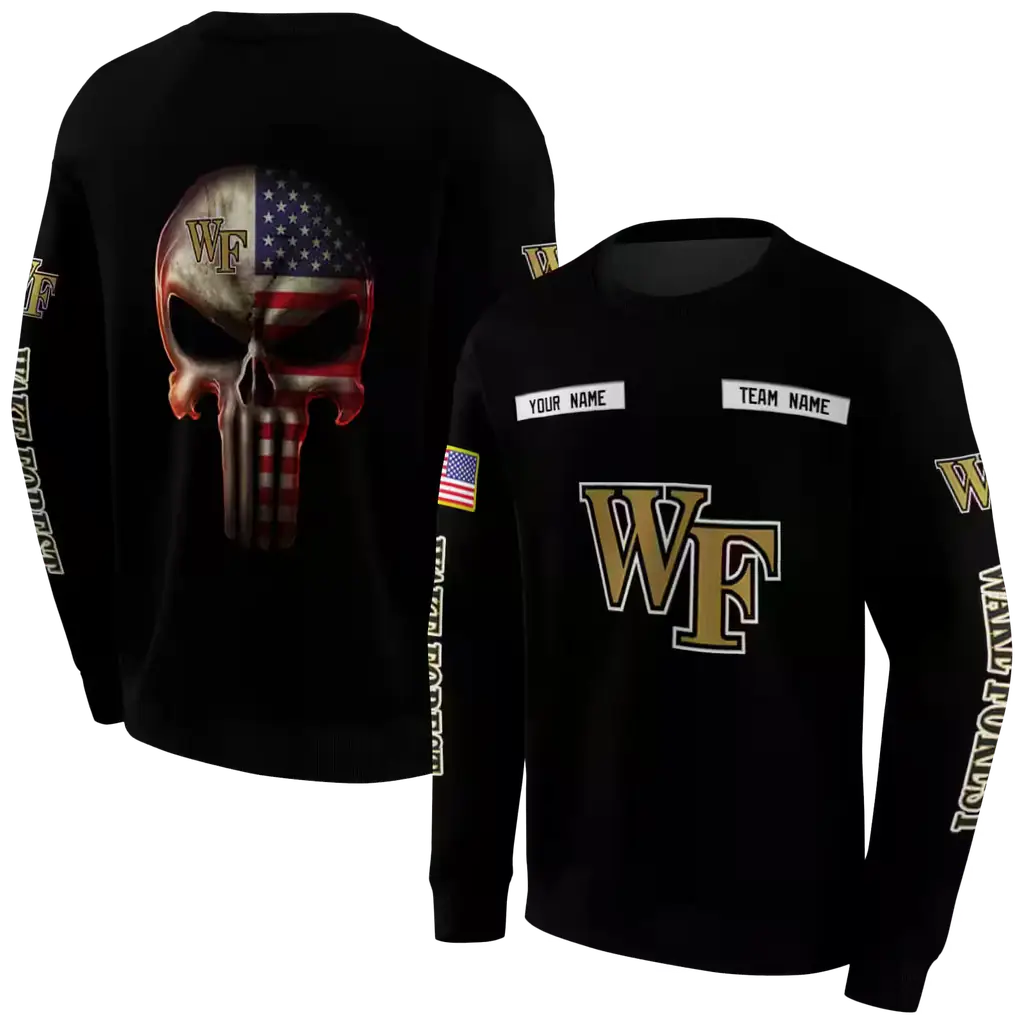 custom wake forest demon deacons punisher skull black hoodie premium grade custom wake forest demon deacons punisher skull black hoodie premium grade