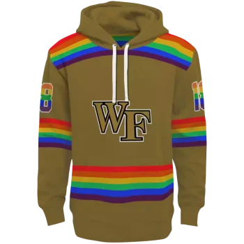 custom wake forest demon deacons rainbow stripes gold hoodie best selling