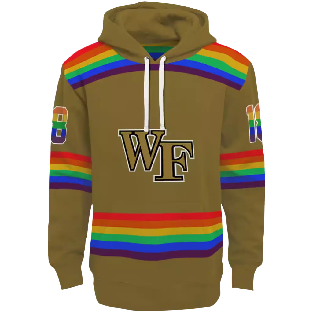 custom wake forest demon deacons rainbow stripes gold hoodie best selling custom wake forest demon deacons rainbow stripes gold hoodie best selling