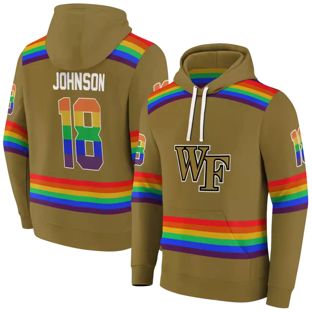 custom wake forest demon deacons rainbow stripes gold hoodie fashion forward custom wake forest demon deacons rainbow stripes gold hoodie fashion forward