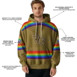 custom wake forest demon deacons rainbow stripes gold hoodie best selling