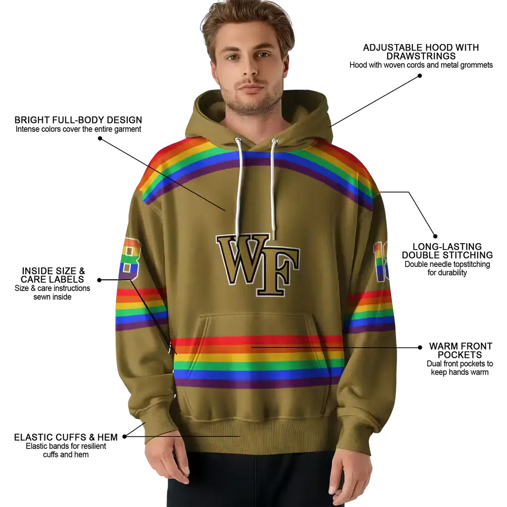 custom wake forest demon deacons rainbow stripes gold hoodie latest model custom wake forest demon deacons rainbow stripes gold hoodie latest model