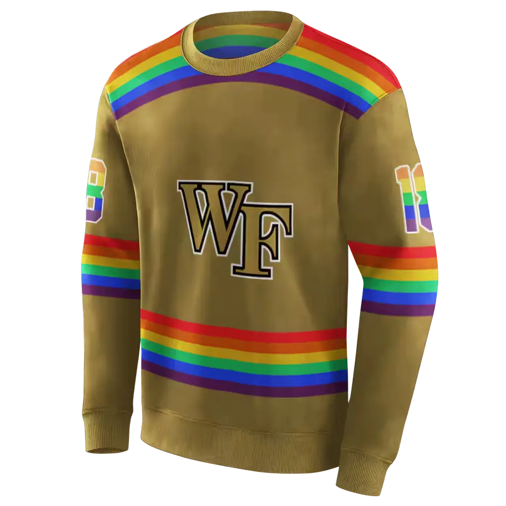custom wake forest demon deacons rainbow stripes gold hoodie new arrival custom wake forest demon deacons rainbow stripes gold hoodie new arrival