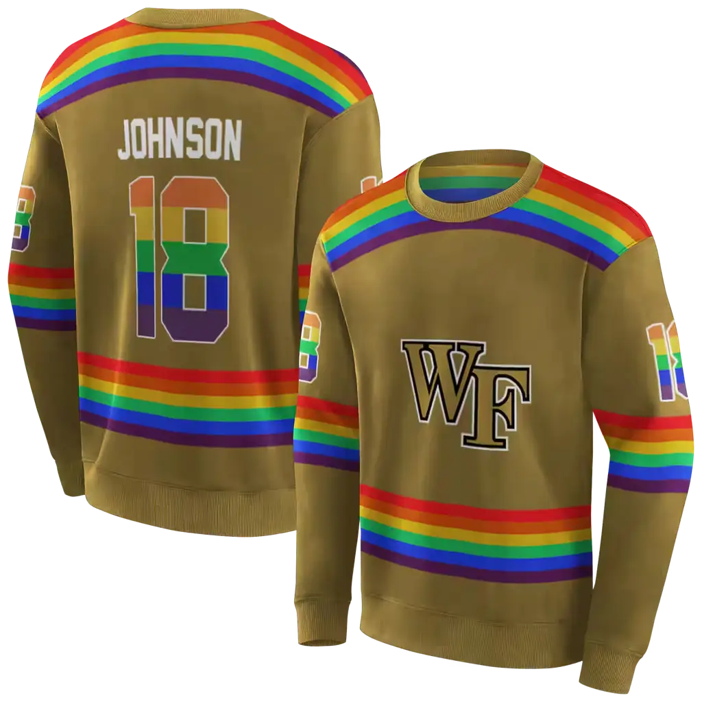 custom wake forest demon deacons rainbow stripes gold hoodie premium grade custom wake forest demon deacons rainbow stripes gold hoodie premium grade