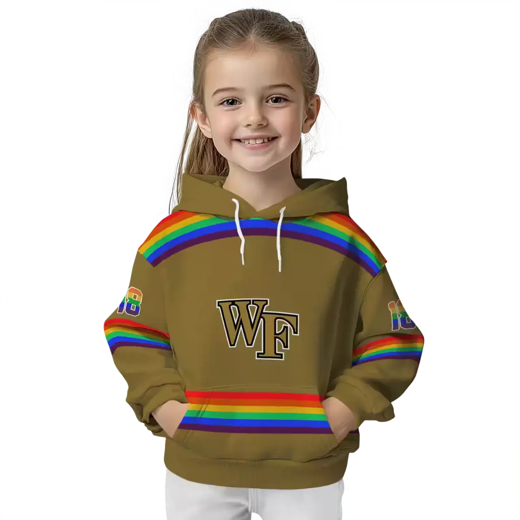 custom wake forest demon deacons rainbow stripes gold hoodie top rated custom wake forest demon deacons rainbow stripes gold hoodie top rated