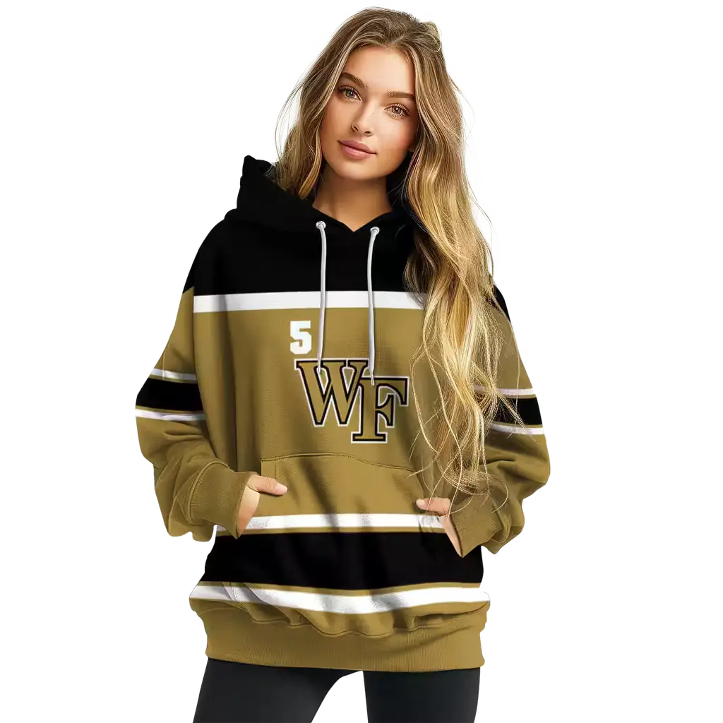 custom wake forest demon deacons striped pattern gold hoodie high quality custom wake forest demon deacons striped pattern gold hoodie high quality