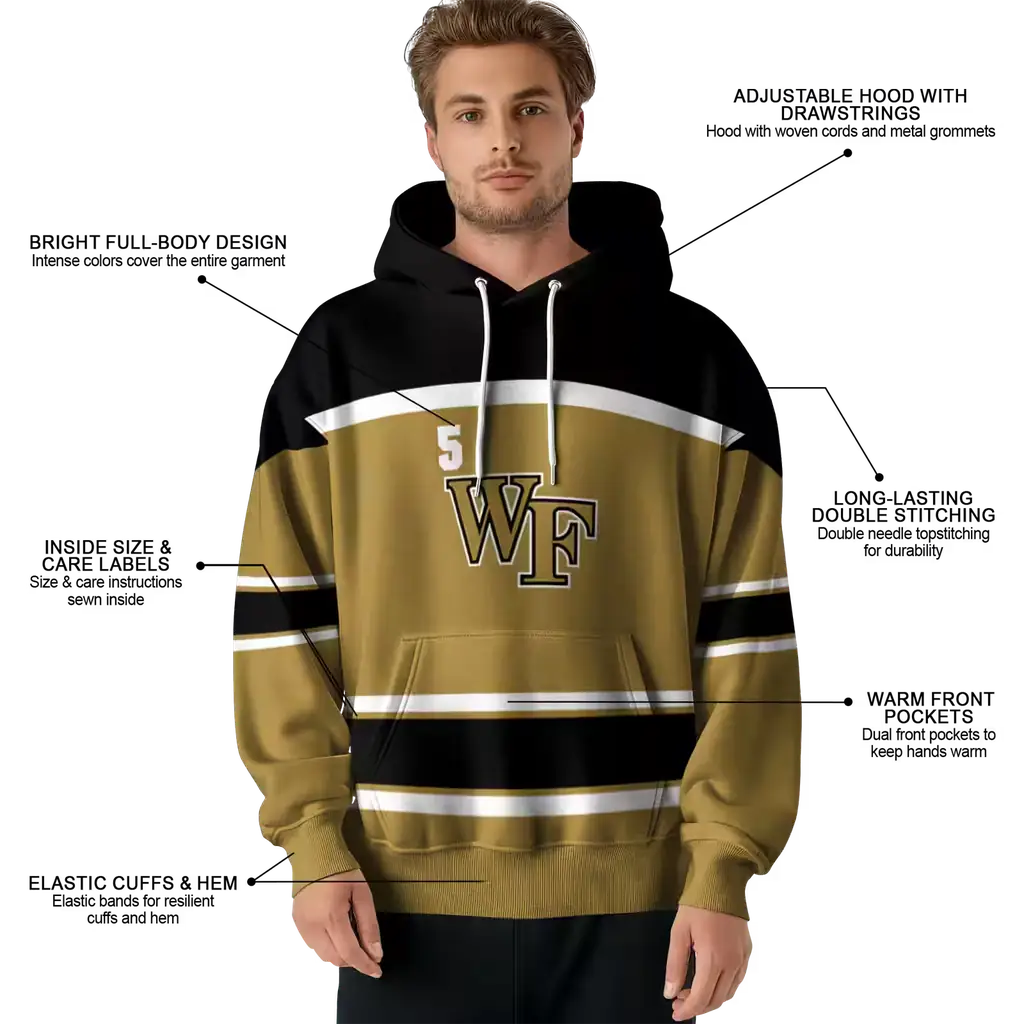 custom wake forest demon deacons striped pattern gold hoodie latest model custom wake forest demon deacons striped pattern gold hoodie latest model