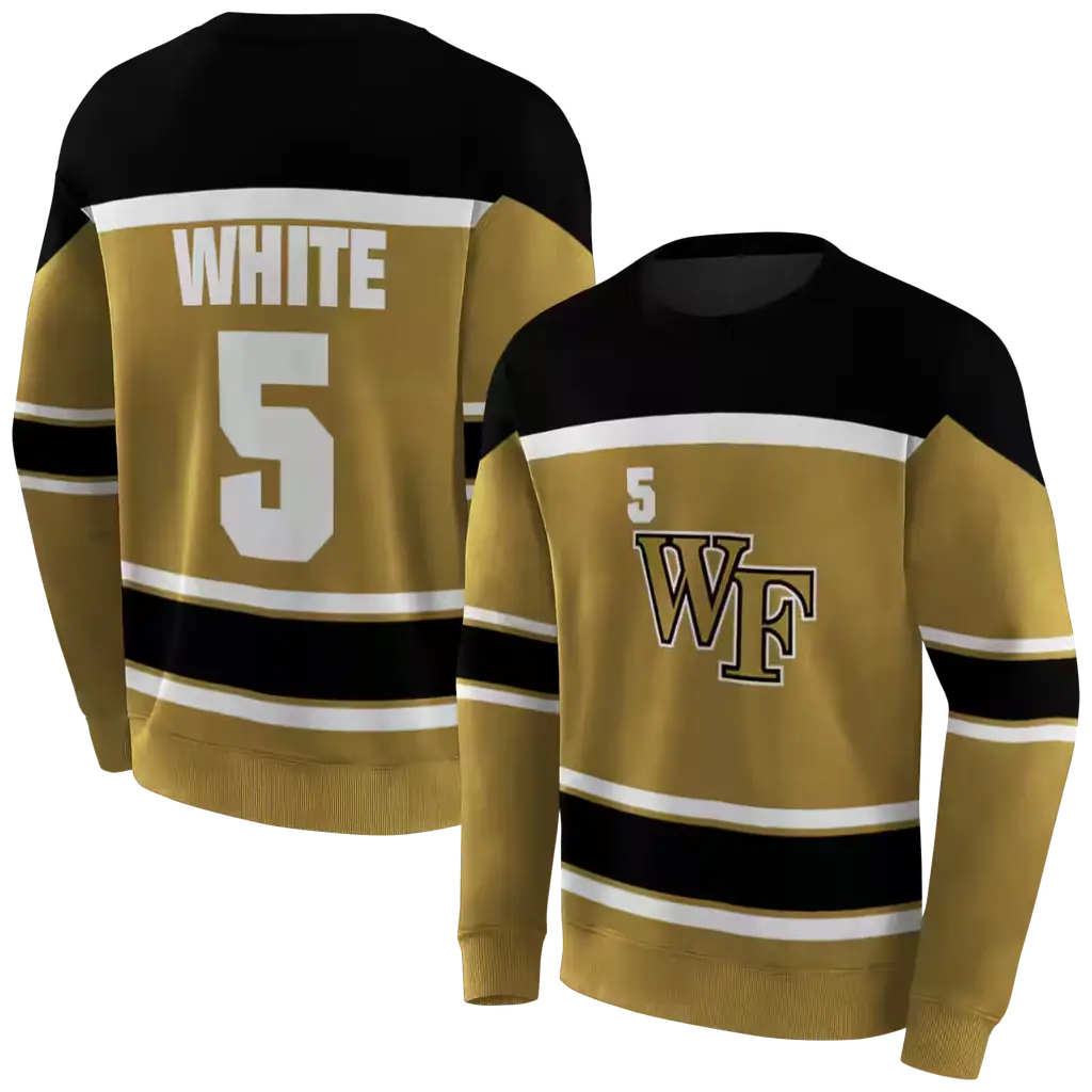 custom wake forest demon deacons striped pattern gold hoodie premium grade custom wake forest demon deacons striped pattern gold hoodie premium grade