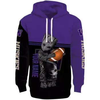 custom washington huskies baby groot purple black hoodie best selling