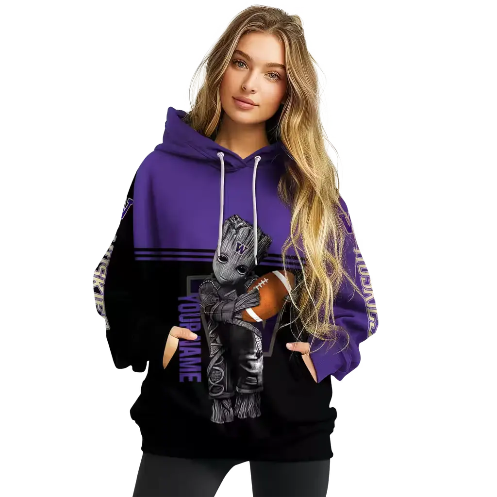 custom washington huskies baby groot purple black hoodie high quality custom washington huskies baby groot purple black hoodie high quality