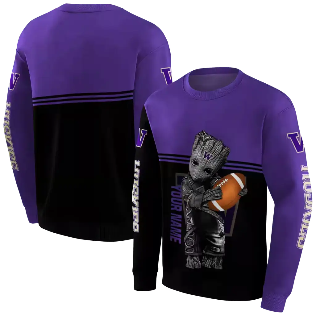 custom washington huskies baby groot purple black hoodie premium grade custom washington huskies baby groot purple black hoodie premium grade