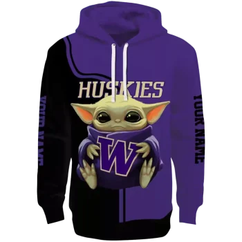custom washington huskies baby yoda purple black hoodie best selling