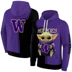 custom washington huskies baby yoda purple black hoodie best selling