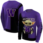 custom washington huskies baby yoda purple black hoodie best selling