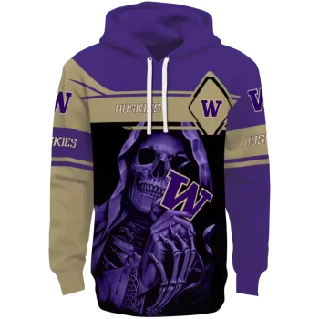 custom washington huskies grim reaper purple black hoodie best selling