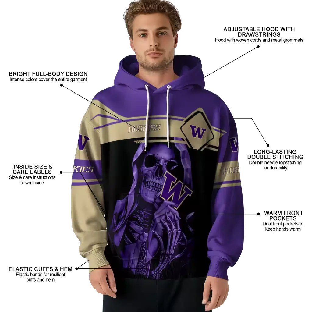 custom washington huskies grim reaper purple black hoodie latest model custom washington huskies grim reaper purple black hoodie latest model