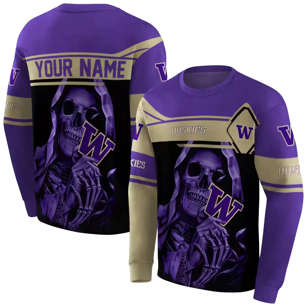 custom washington huskies grim reaper purple black hoodie premium grade custom washington huskies grim reaper purple black hoodie premium grade