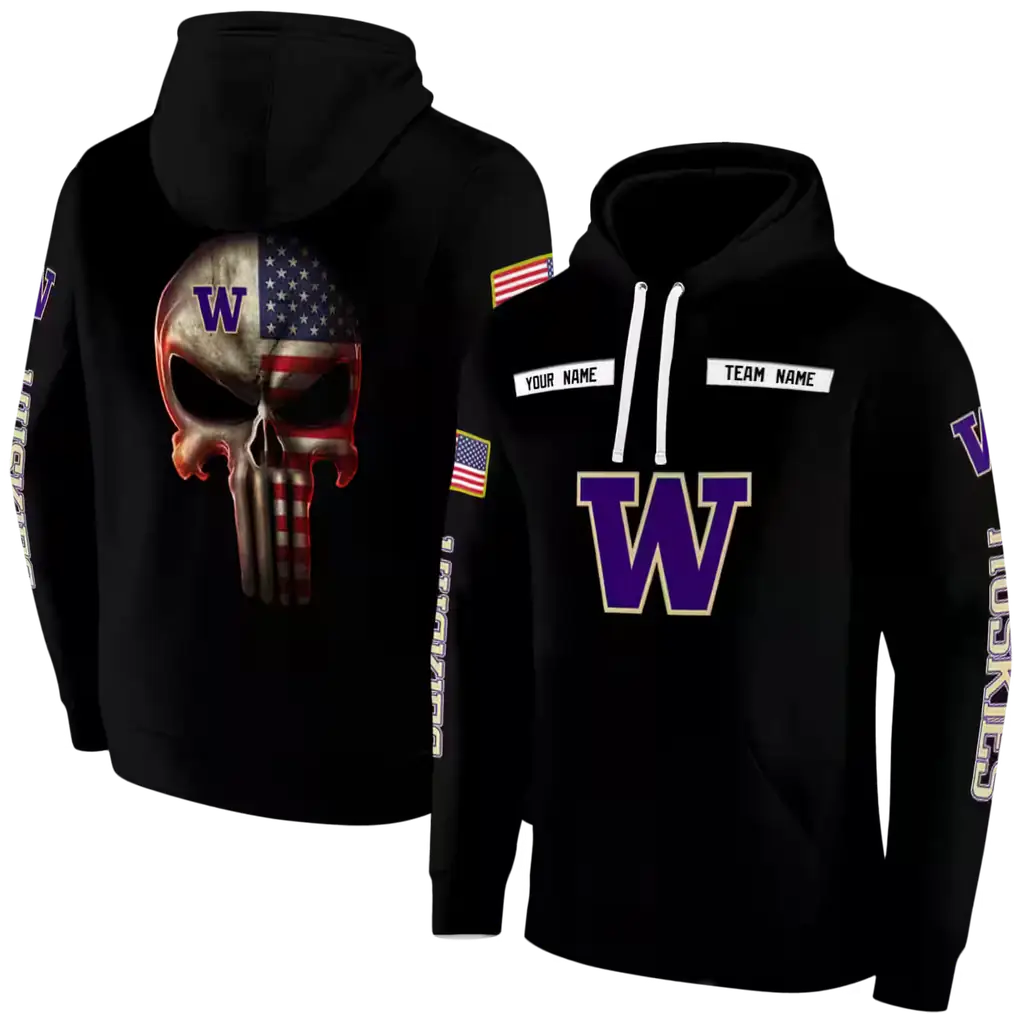 custom washington huskies punisher skull black hoodie fashion forward custom washington huskies punisher skull black hoodie fashion forward
