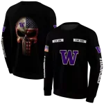 custom washington huskies punisher skull black hoodie best selling