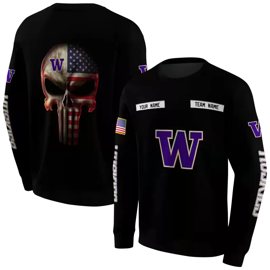 custom washington huskies punisher skull black hoodie premium grade custom washington huskies punisher skull black hoodie premium grade