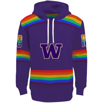 custom washington huskies rainbow stripes purple hoodie best selling