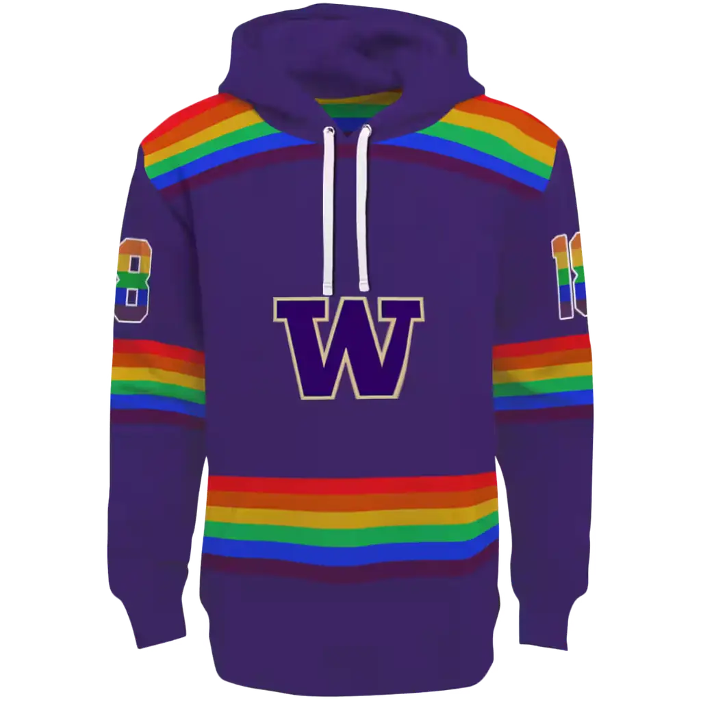 custom washington huskies rainbow stripes purple hoodie best selling custom washington huskies rainbow stripes purple hoodie best selling