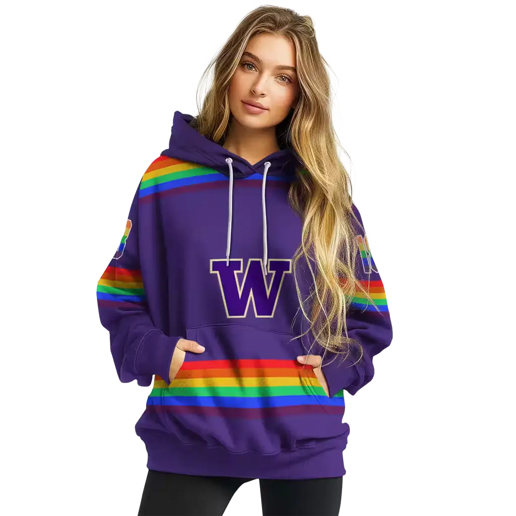custom washington huskies rainbow stripes purple hoodie high quality custom washington huskies rainbow stripes purple hoodie high quality
