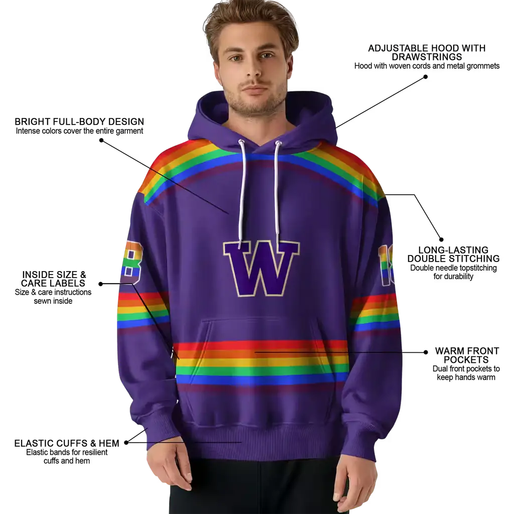 custom washington huskies rainbow stripes purple hoodie latest model custom washington huskies rainbow stripes purple hoodie latest model