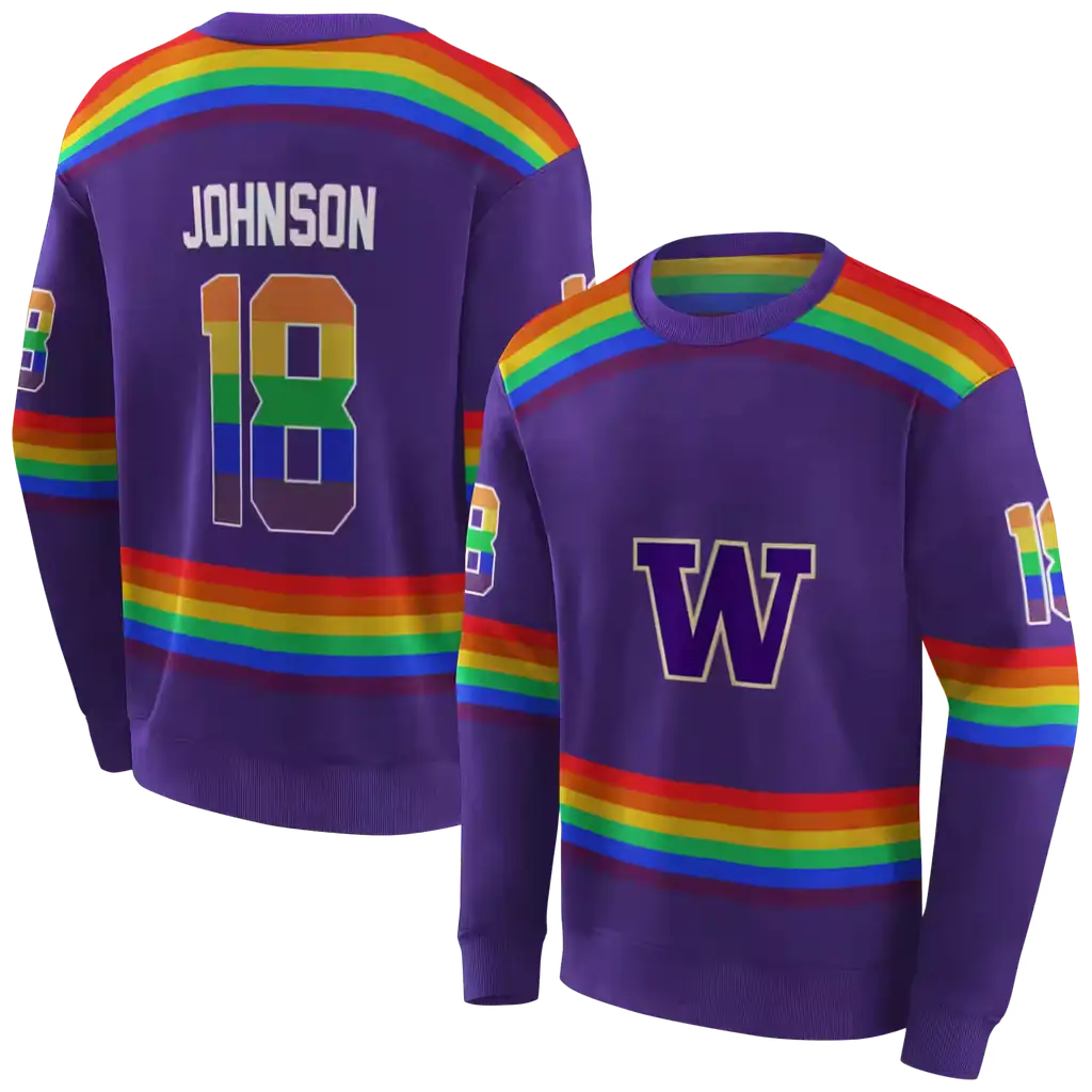 custom washington huskies rainbow stripes purple hoodie premium grade custom washington huskies rainbow stripes purple hoodie premium grade