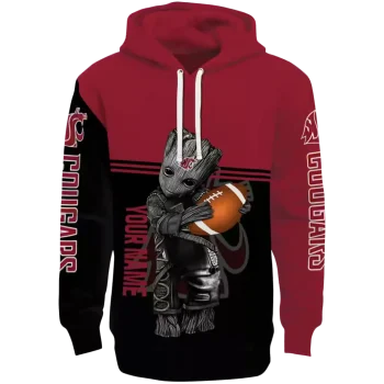 custom washington state cougars baby groot crimson black hoodie best selling