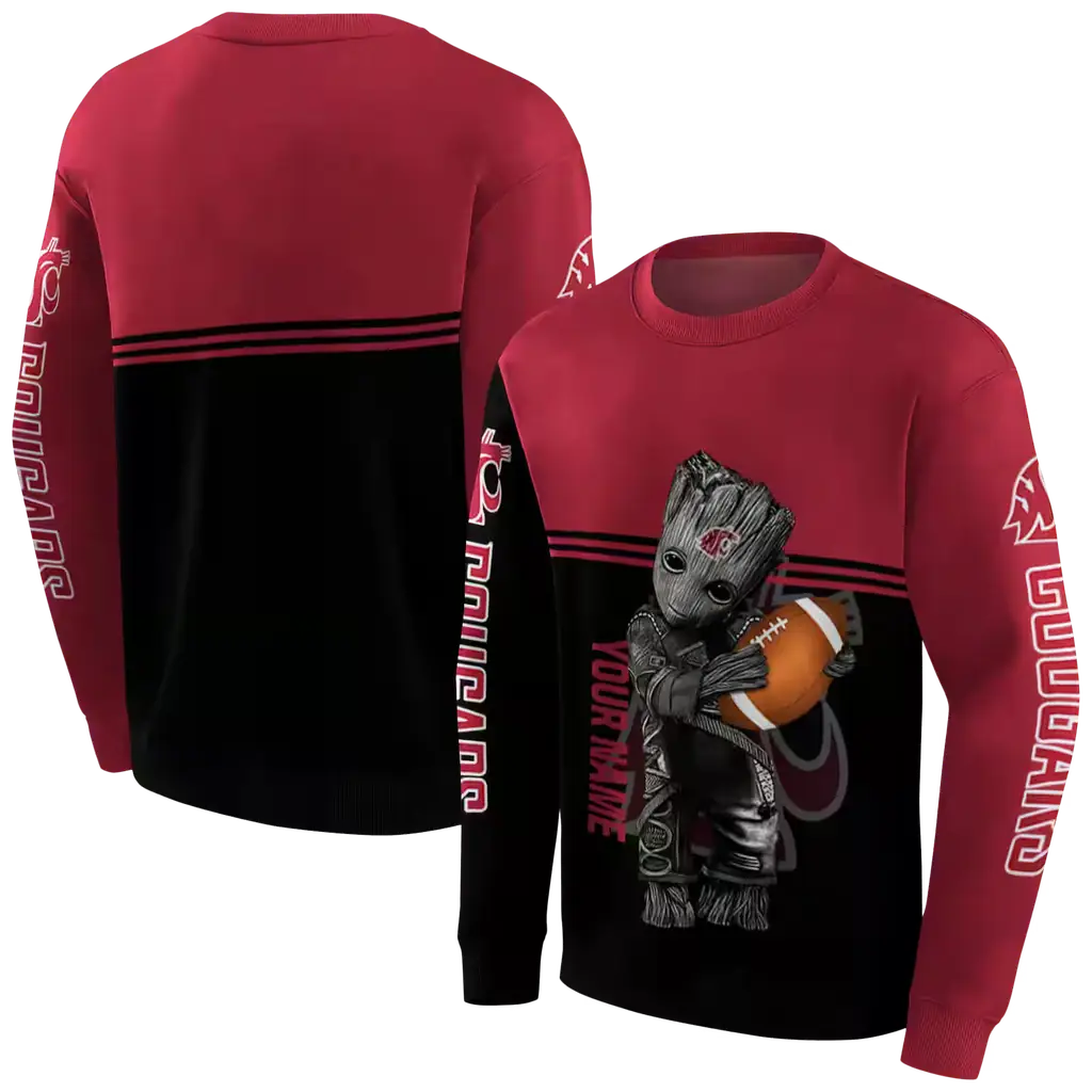 custom washington state cougars baby groot crimson black hoodie premium grade custom washington state cougars baby groot crimson black hoodie premium grade