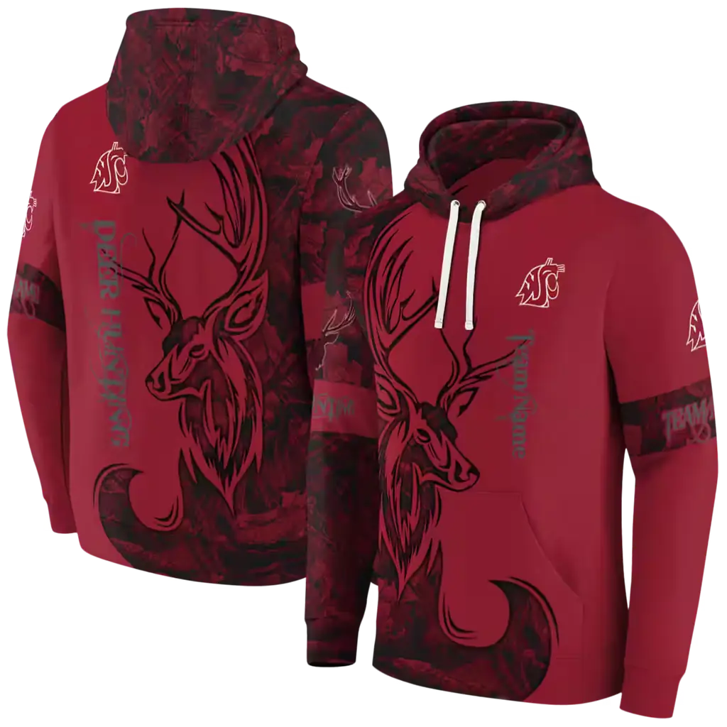 custom washington state cougars deer silhouette crimson hoodie fashion forward custom washington state cougars deer silhouette crimson hoodie fashion forward