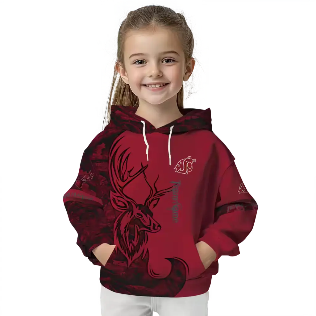 custom washington state cougars deer silhouette crimson hoodie top rated custom washington state cougars deer silhouette crimson hoodie top rated