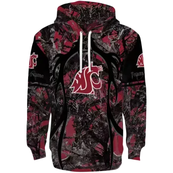 custom washington state cougars hunting theme crimson black hoodie best selling