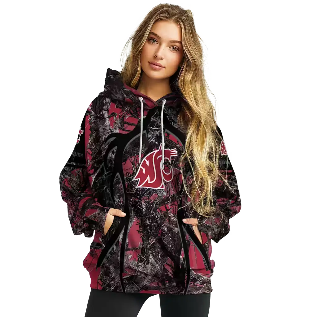 custom washington state cougars hunting theme crimson black hoodie high quality custom washington state cougars hunting theme crimson black hoodie high quality