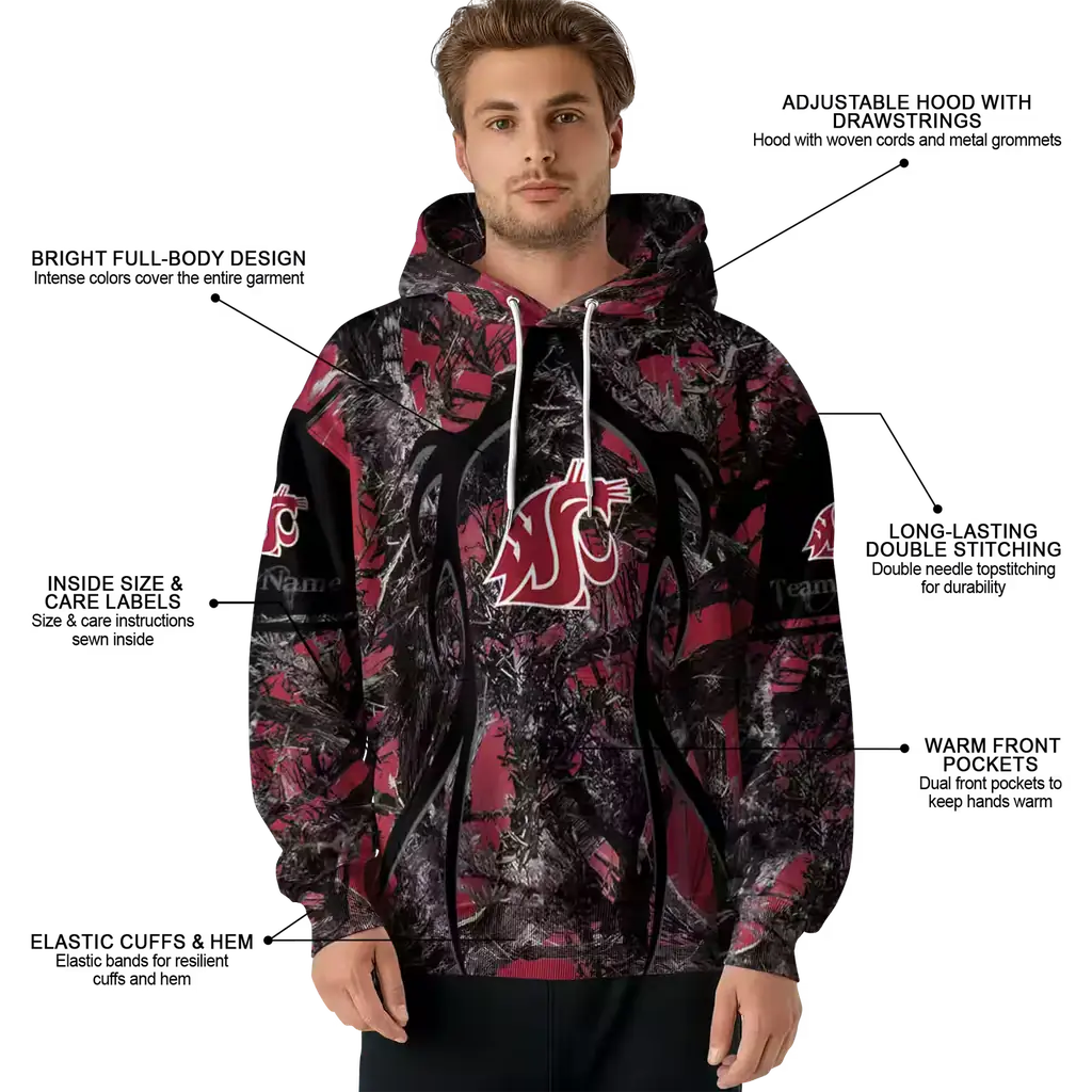custom washington state cougars hunting theme crimson black hoodie latest model custom washington state cougars hunting theme crimson black hoodie latest model
