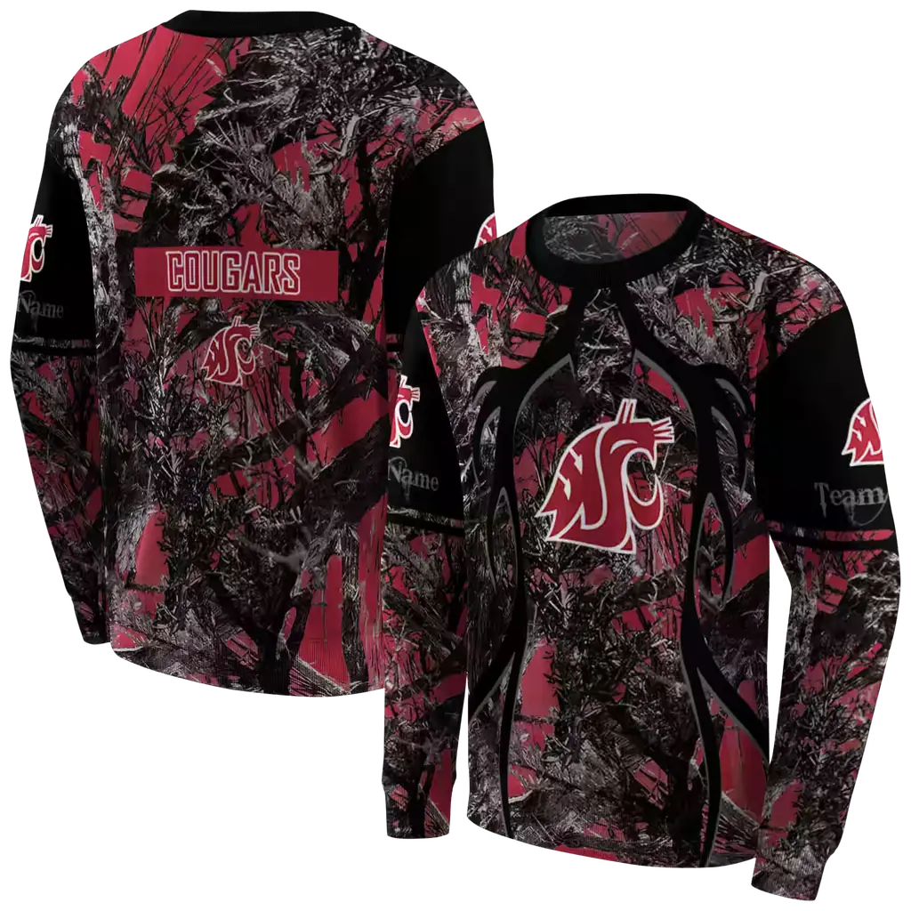 custom washington state cougars hunting theme crimson black hoodie premium grade custom washington state cougars hunting theme crimson black hoodie premium grade