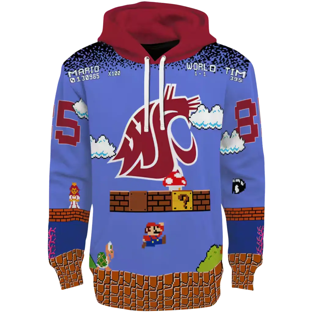 custom washington state cougars mario blue black hoodie best selling custom washington state cougars mario blue black hoodie best selling