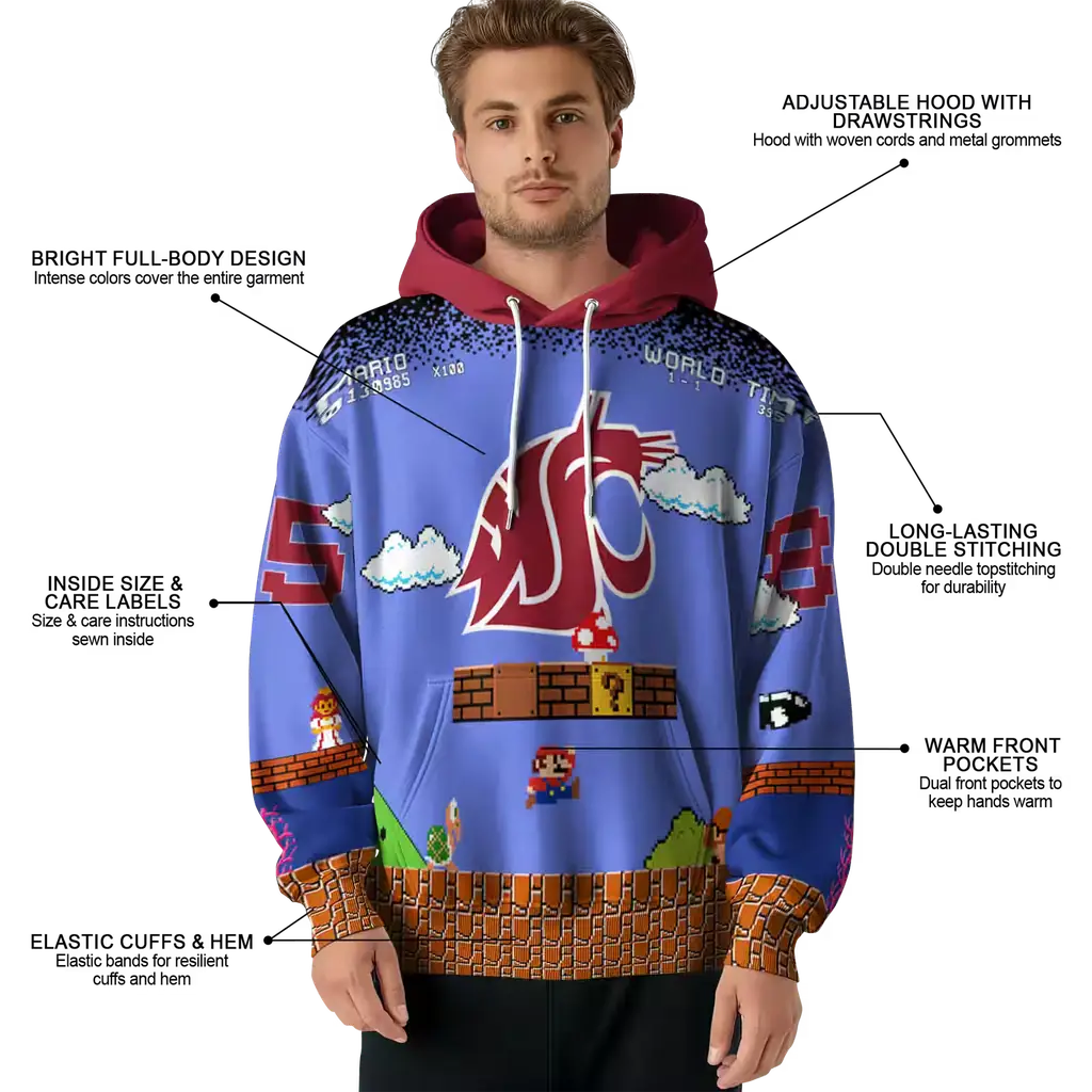 custom washington state cougars mario blue black hoodie latest model custom washington state cougars mario blue black hoodie latest model