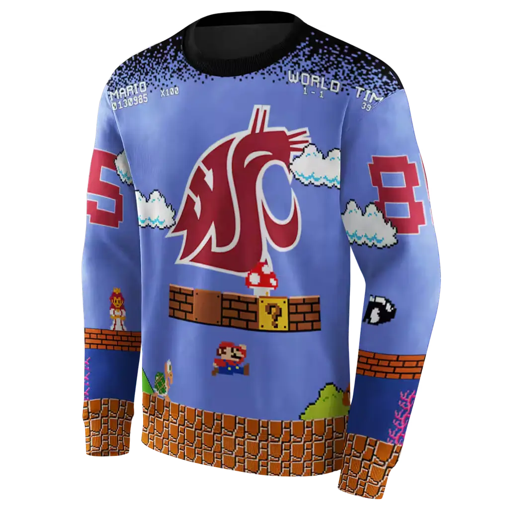 custom washington state cougars mario blue black hoodie new arrival custom washington state cougars mario blue black hoodie new arrival