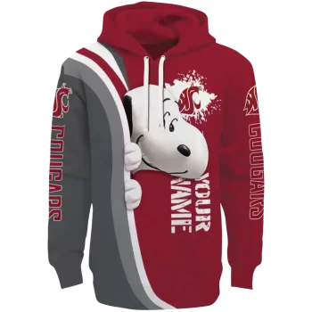custom washington state cougars peeking snoopy crimson hoodie best selling