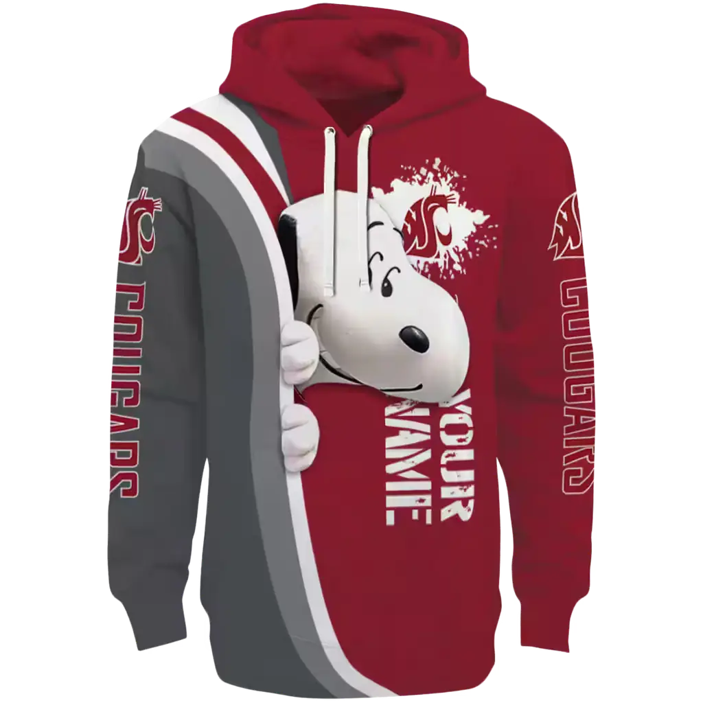 custom washington state cougars peeking snoopy crimson hoodie best selling custom washington state cougars peeking snoopy crimson hoodie best selling